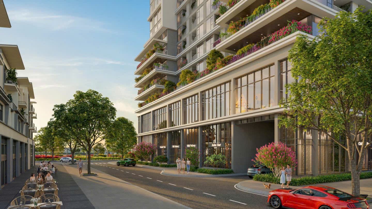Khối đế shophouse dự án S-Light Tower. Ảnh: Sun Property,