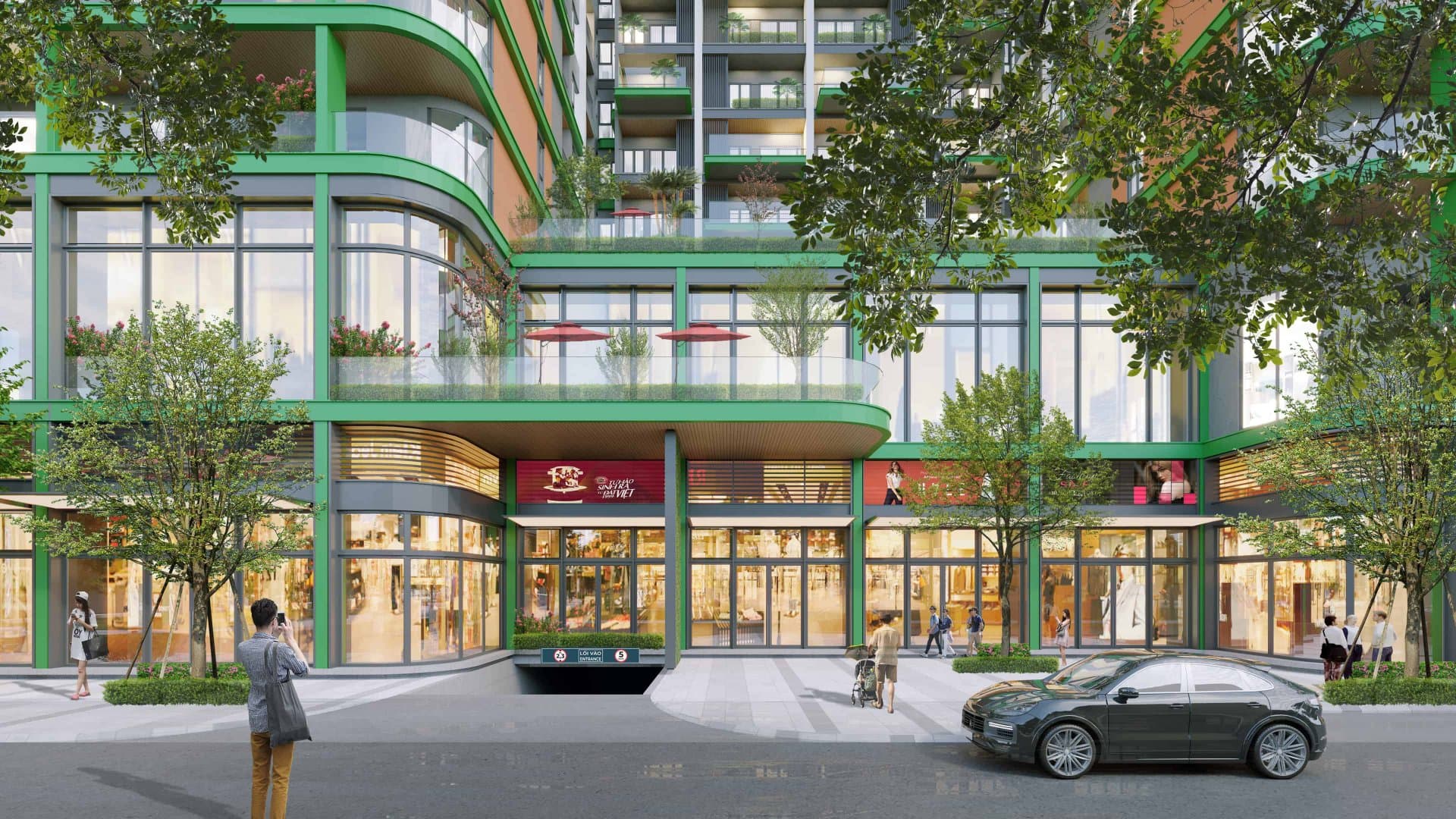 Khối đế Shophouse thương mại tại FourS Tower. Ảnh: Sun Property.