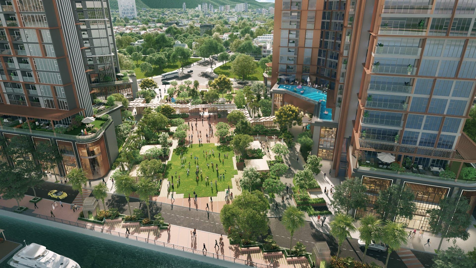Công viên hơn 1ha kề cận dự án Sun Symphony 5. Ảnh: Sun Property.