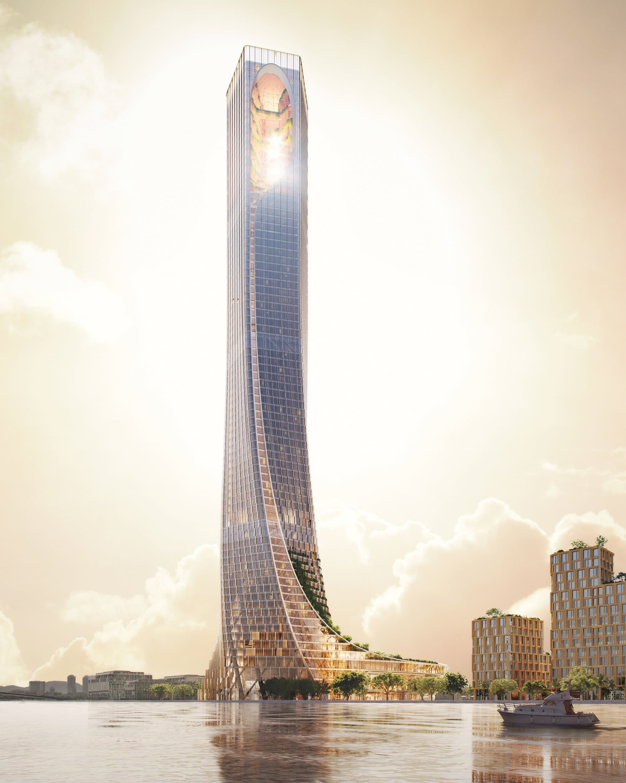 Tòa tháp lấy cảm hứng từ "ngũ hành". Ảnh: Sun Property.
