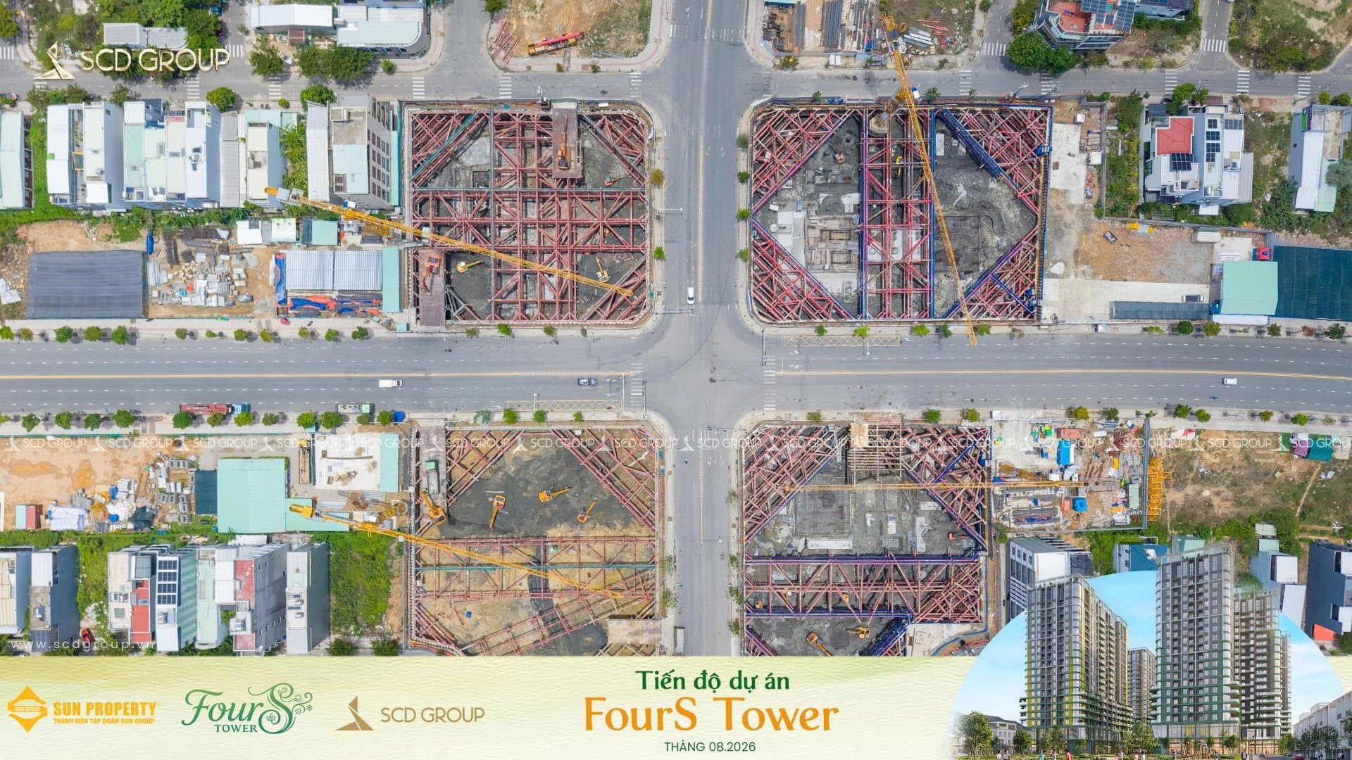 Cập nhật tiến độ dự án FourS Tower tháng 08/2026.